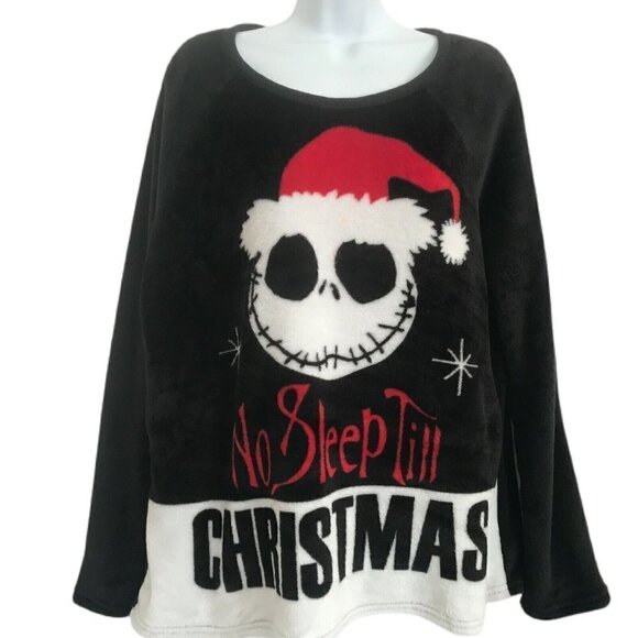Disney Nightmare Before Christmas Fleece Pajama PJ Top Large Jack Skellington - Picture 1 of 9